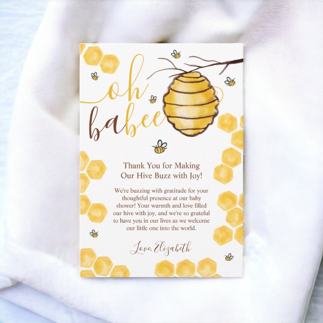 Cute honeycomb beehive watercolor baby shower thank you card (Cute honeycomb beehive watercolor baby shower thank you card)