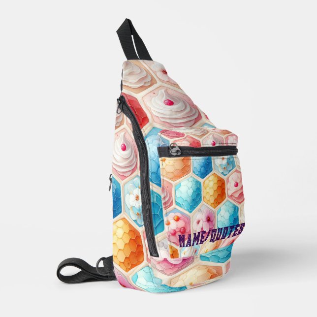 Cute Honeycomb Dessert Seamless Design Sling Bag (Left Corner)