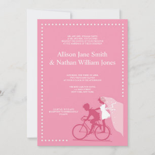 CUTE Honeysuckle Bicycle Couple Wedding Invitation