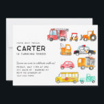 Cute Honk Beep Vroom Transportation Kids Birthday Invitation<br><div class="desc">Cute Honk Beep Vroom Fire Truck Golf Cart Police Car Dump Truck School Bus Construction Crane Transportation Kids Transport Birthday Invitation</div>