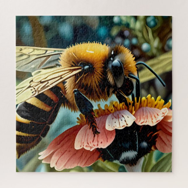 Cute Honney Bee on a Flower Collecting Pollen Jigsaw Puzzle (Vertical)