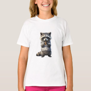 Cute Hoodie Racoon with Acorn Kids T-Shirt