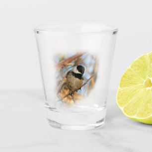 Cute Hopeful Black-Capped Chickadee Songbird Shot Glass