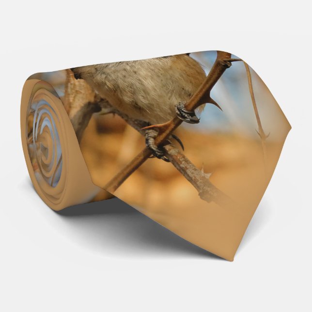 Cute Hopeful Black-Capped Chickadee Songbird Tie (Rolled)