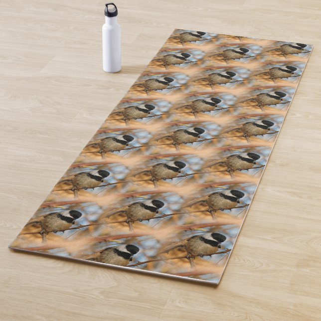 Cute Hopeful Black-Capped Chickadee Songbird Yoga Mat (In Situ)