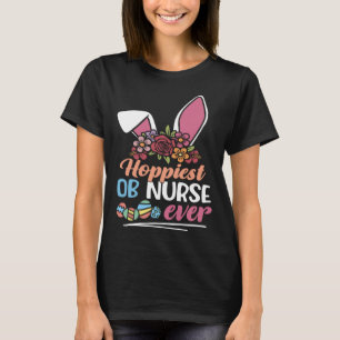 Cute Hoppiest OB Nurse Ever Bunny Ear Red Plaid Ea T-Shirt