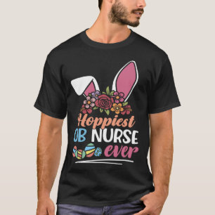 Cute Hoppiest OB Nurse Ever Bunny Ear Red Plaid Ea T-Shirt