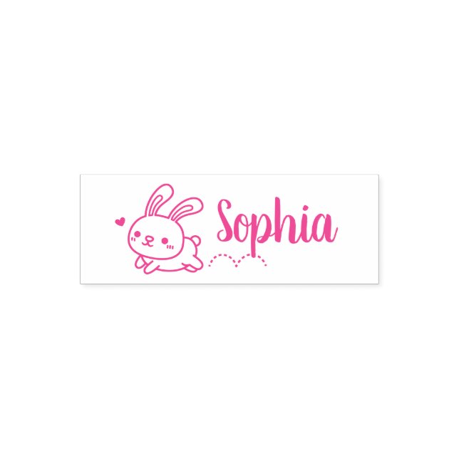 Cute Hopping Bunny Rabbit, Girls Name Self-inking Stamp (Design)