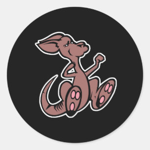 cute hopping kangaroo classic round sticker