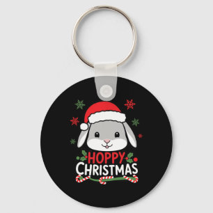 Cute Hoppy Christmas Bunny Lovers Rabbit Holiday G Key Ring