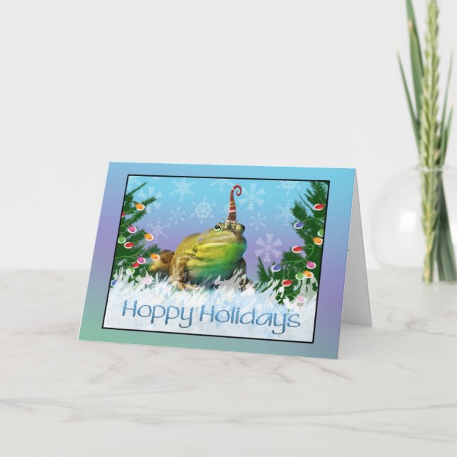 Cute Hoppy Holiday Frog Card (Front)