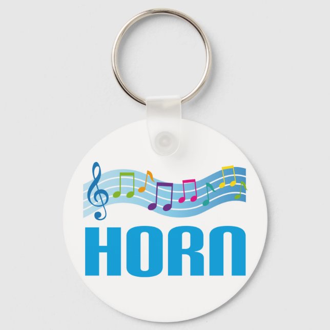 Cute Horn Staff Blue Key Ring (Front)