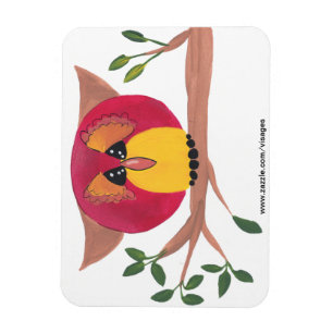 Cute Horned Owl Painting Magnet