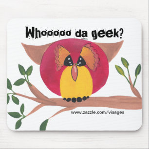 Cute Horned Owl Painting Mouse Mat