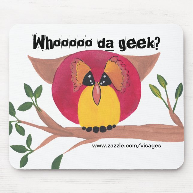 Cute Horned Owl Painting Mouse Mat (Front)