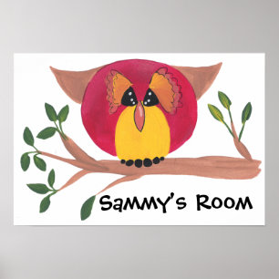 Cute Horned Owl Painting Poster