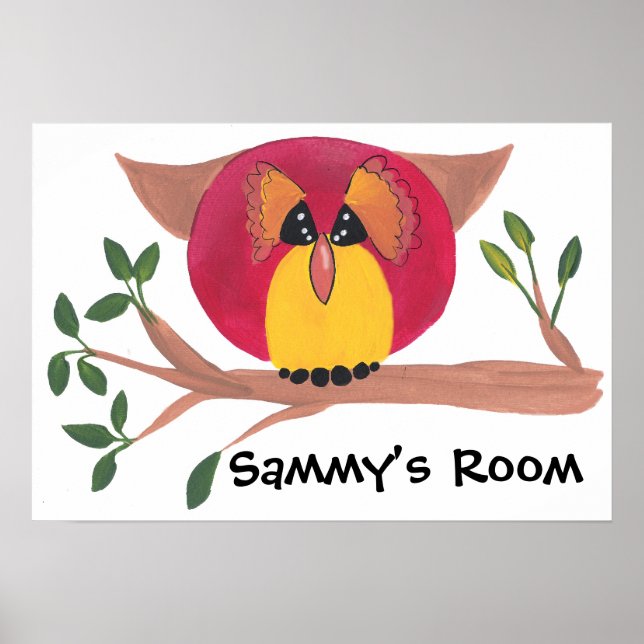 Cute Horned Owl Painting Poster (Front)