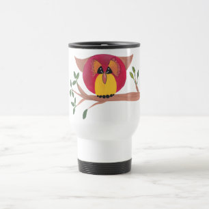 Cute Horned Owl Painting Travel Mug