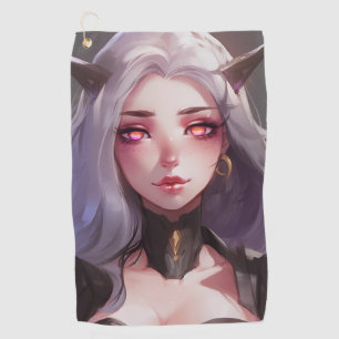 Cute Horned Warrior Anime Girl Golf Towel