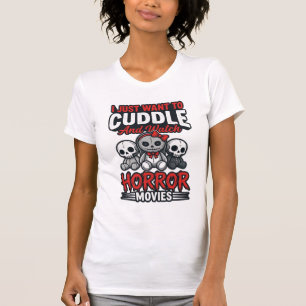 Cute Horror Movie Cuddle Vintage Graphic Shirt Des