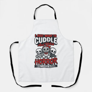 Cute Horror Movie Cuddle Vintage Graphic Shirt Des Apron