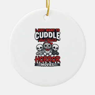 Cute Horror Movie Cuddle Vintage Graphic Shirt Des Ceramic Tree Decoration