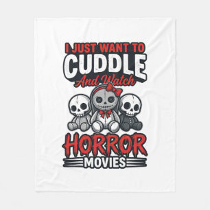 Cute Horror Movie Cuddle Vintage Graphic Shirt Des Fleece Blanket