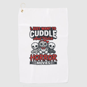 Cute Horror Movie Cuddle Vintage Graphic Shirt Des Golf Towel
