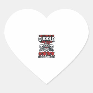 Cute Horror Movie Cuddle Vintage Graphic Shirt Des Heart Sticker