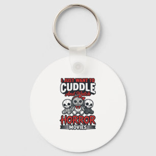 Cute Horror Movie Cuddle Vintage Graphic Shirt Des Key Ring