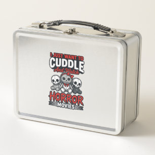 Cute Horror Movie Cuddle Vintage Graphic Shirt Des Metal Lunch Box