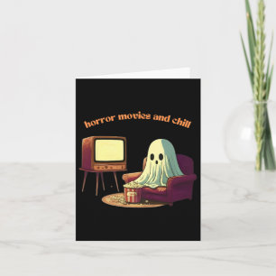 Cute Horror Movies And Chill Halloween Ghost Card