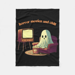 Cute Horror Movies And Chill Halloween Ghost Fleece Blanket