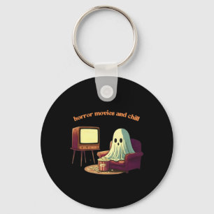 Cute Horror Movies And Chill Halloween Ghost Key Ring