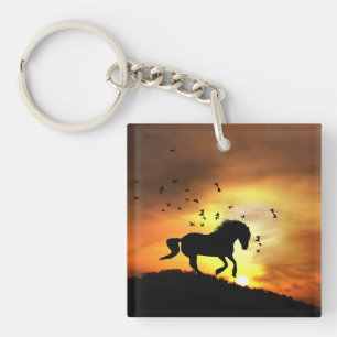 Cute Horse and Birds Key Ring
