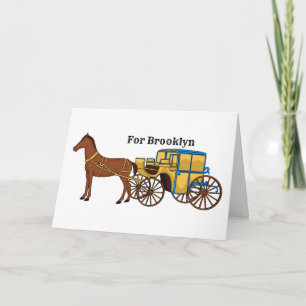 Cute horse and royal carriage illustration card