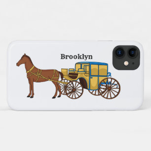 Cute horse and royal carriage illustration iPhone 11 case