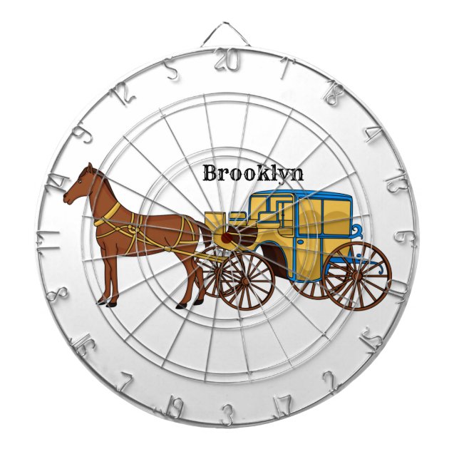 Cute horse and royal carriage illustration dartboard (Front)