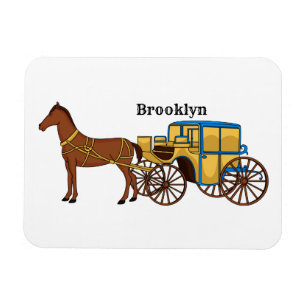 Cute horse and royal carriage illustration magnet