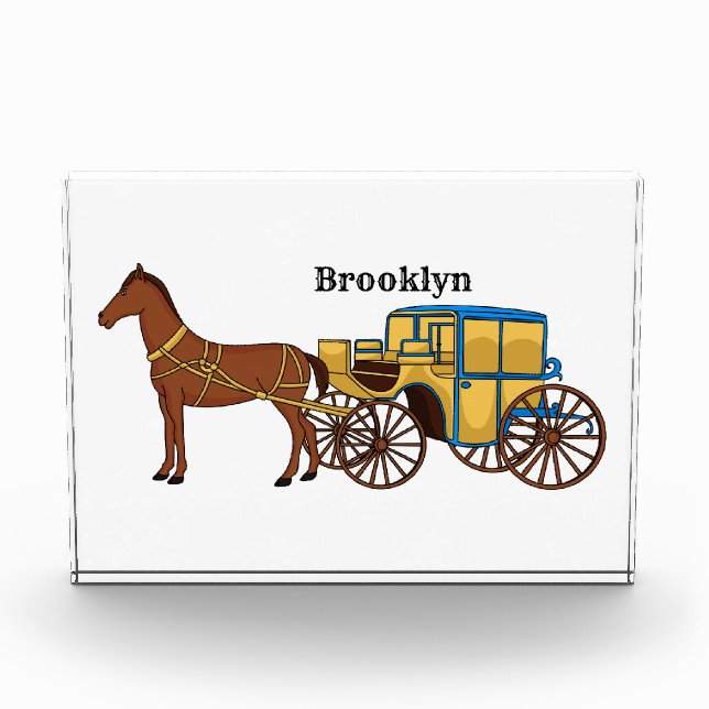 Cute horse and royal carriage illustration photo block (Front)