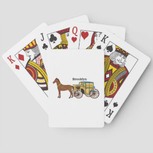 Cute horse and royal carriage illustration playing cards