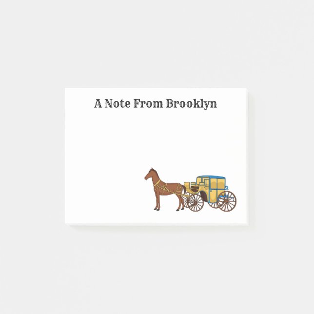 Cute horse and royal carriage illustration post-it notes (Front)