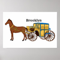 Cute horse and royal carriage illustration