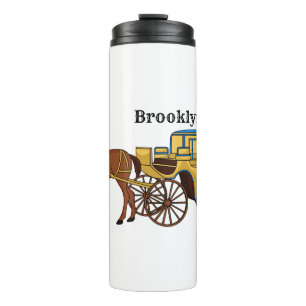 Cute horse and royal carriage illustration  thermal tumbler