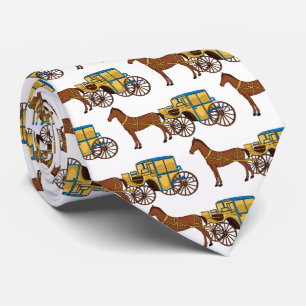 Cute horse and royal carriage illustration tie