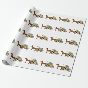 Cute horse and royal carriage illustration wrapping paper