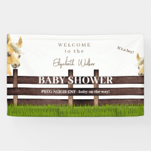 Cute Horse Baby Shower White Welcome Banner