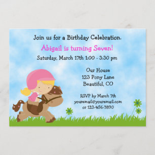 Cute Horse Birthday Invitation for Girls