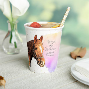 Cute Horse Birthday Party Animal Equestrian Kid's Paper Cups