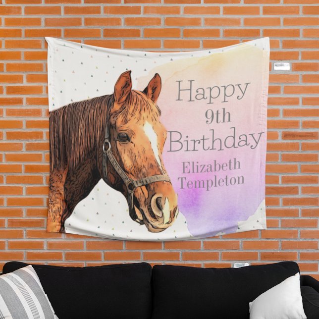 Cute Horse Birthday Party Animal Equestrian Kid's  Tapestry (Creator Uploaded)
